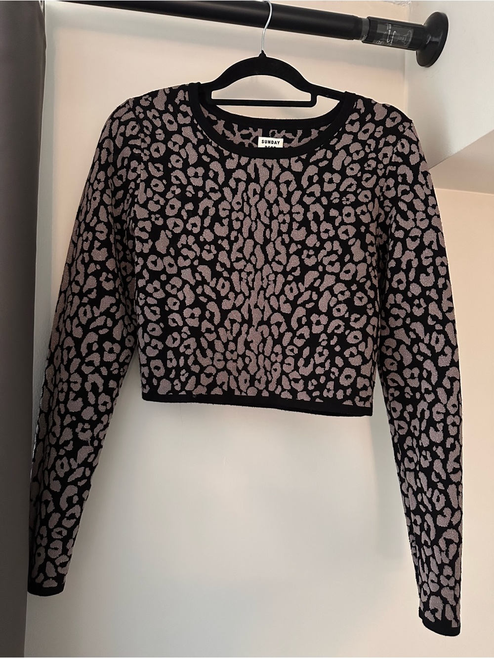 Sunday Best Black & Silver Leopard Crop Sweater